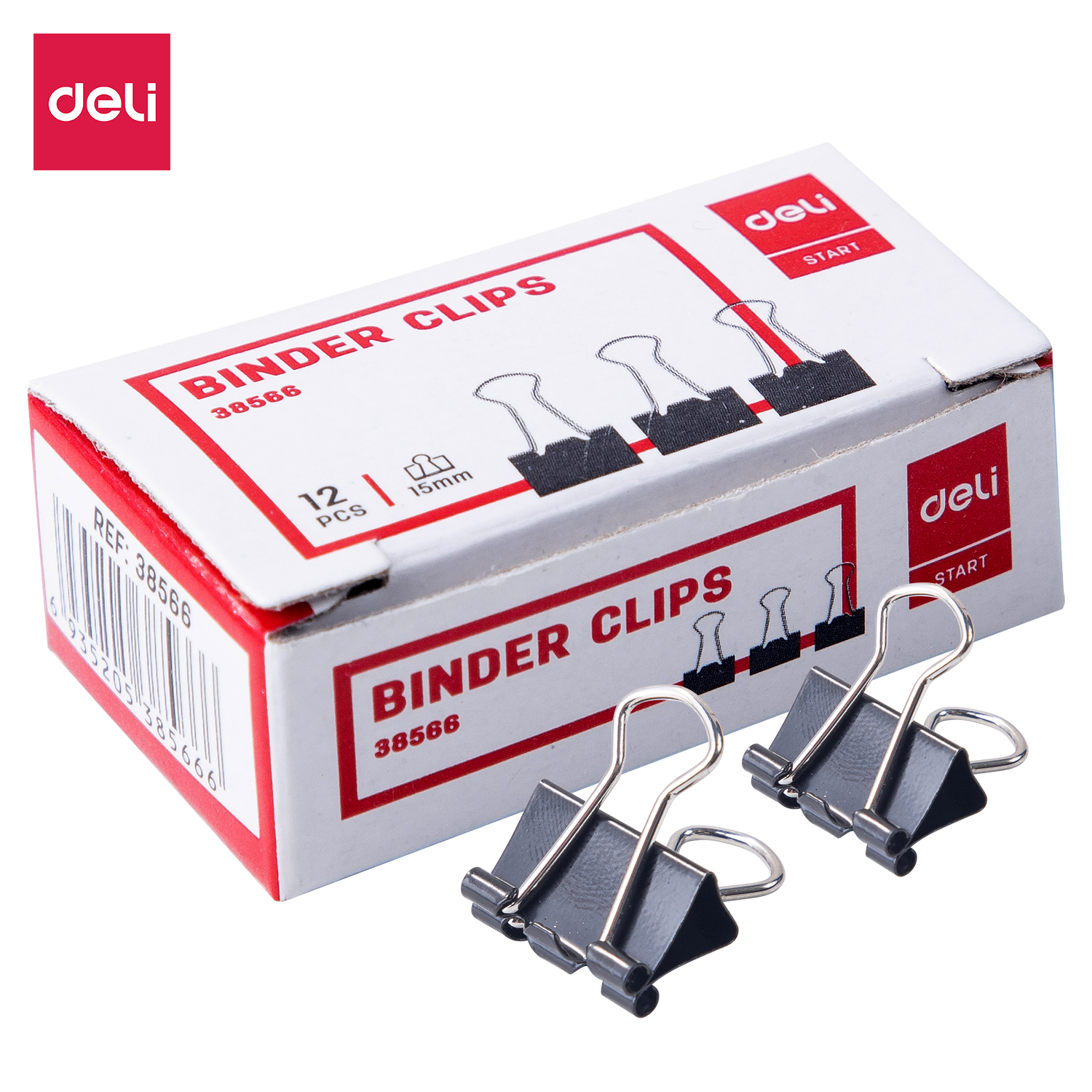 deli E38566 Effortless Binder Clip, 15mm, Black