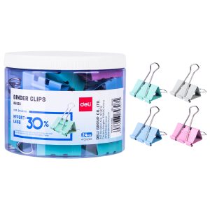 deli E8552S Effortless Binder Clip, 41mm, Assorted Colors