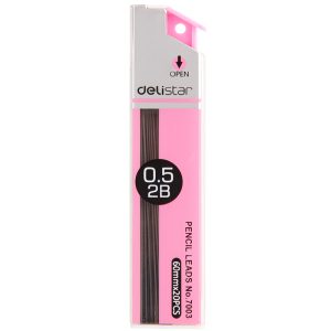 deli 7003 Mechanical Pencil Lead, 60mm-2B-0.5mm, Assorted Colors