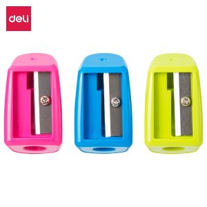 deli E0520 Pencil Sharpener, 1-hole w/soft rubber, Assorted Colors
