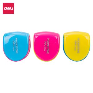 deli E0524 Pencil Sharpener, 1-hole w/canister, Assorted Colors