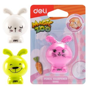 deli E0560 Pencil Sharpener, 1-hole w/canister, Assorted Colors