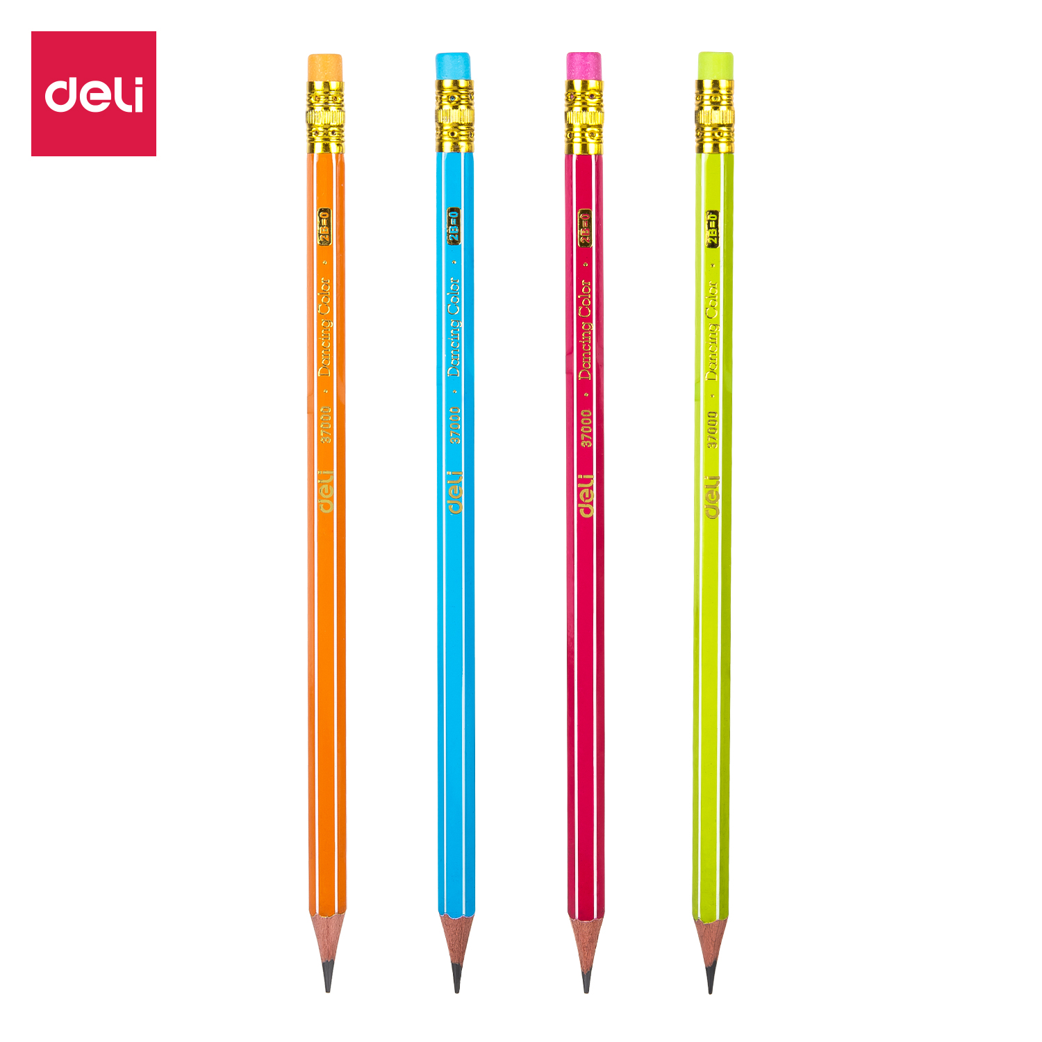 deli E37000 Graphite Pencil, 2B, Assorted Colors