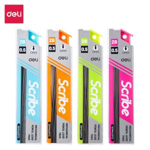 deli E7003 Mechanical Pencil Leads, 0.5mm, 2B, 60mm, Assorted Colors