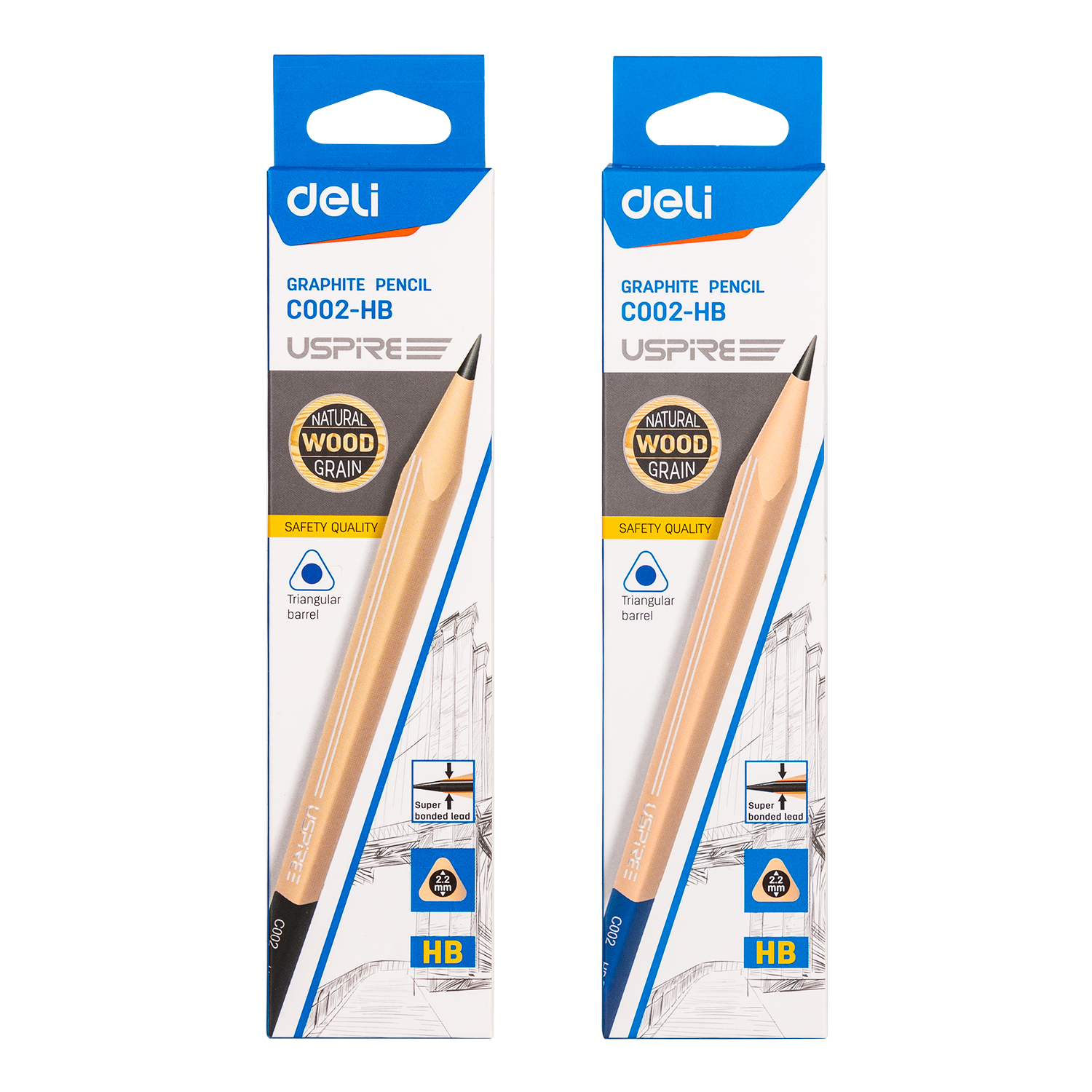 deli EC002-HB Graphite Pencil, HB, Assorted Colors