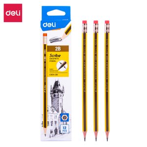 deli EC004-2B Graphite Pencil, 2B, Yellow