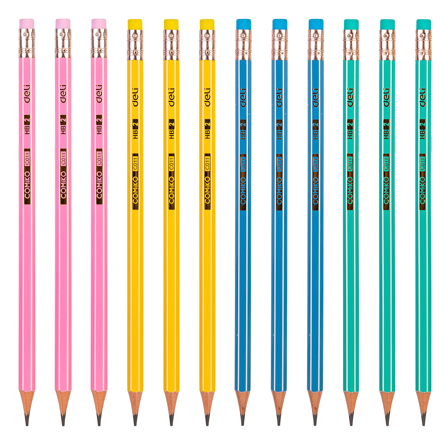 deli EC011-HB Graphite Pencil, HB, Assorted Colors