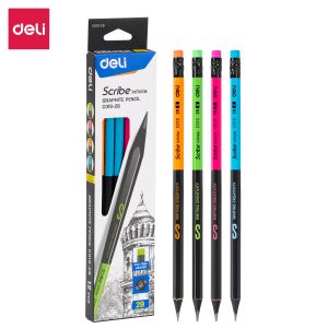deli EC019-2B Graphite pencil, 2B φ2.4mm Hexagonal Barrel, Assorted Colors