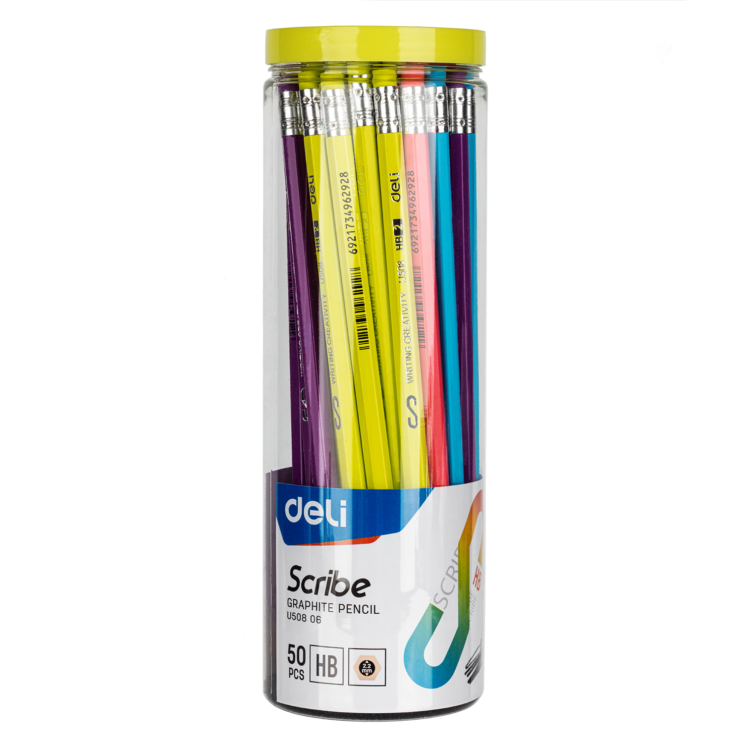 deli EU50806 Graphite Pencil, HB, Assorted Colors