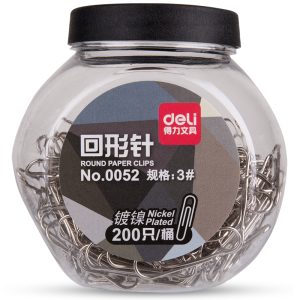 deli 0052 Paper Clips, #3, 29mm(200PCS/tube), Black