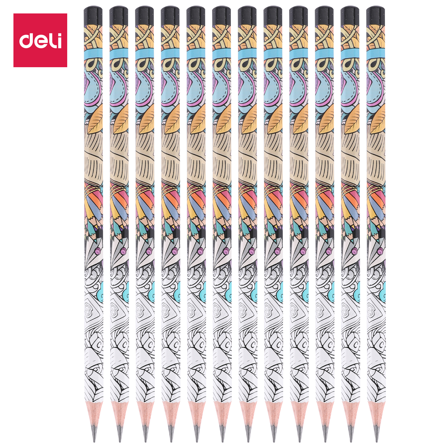 deli EU53300 Graphite Pencil, 2B, Assorted Colors