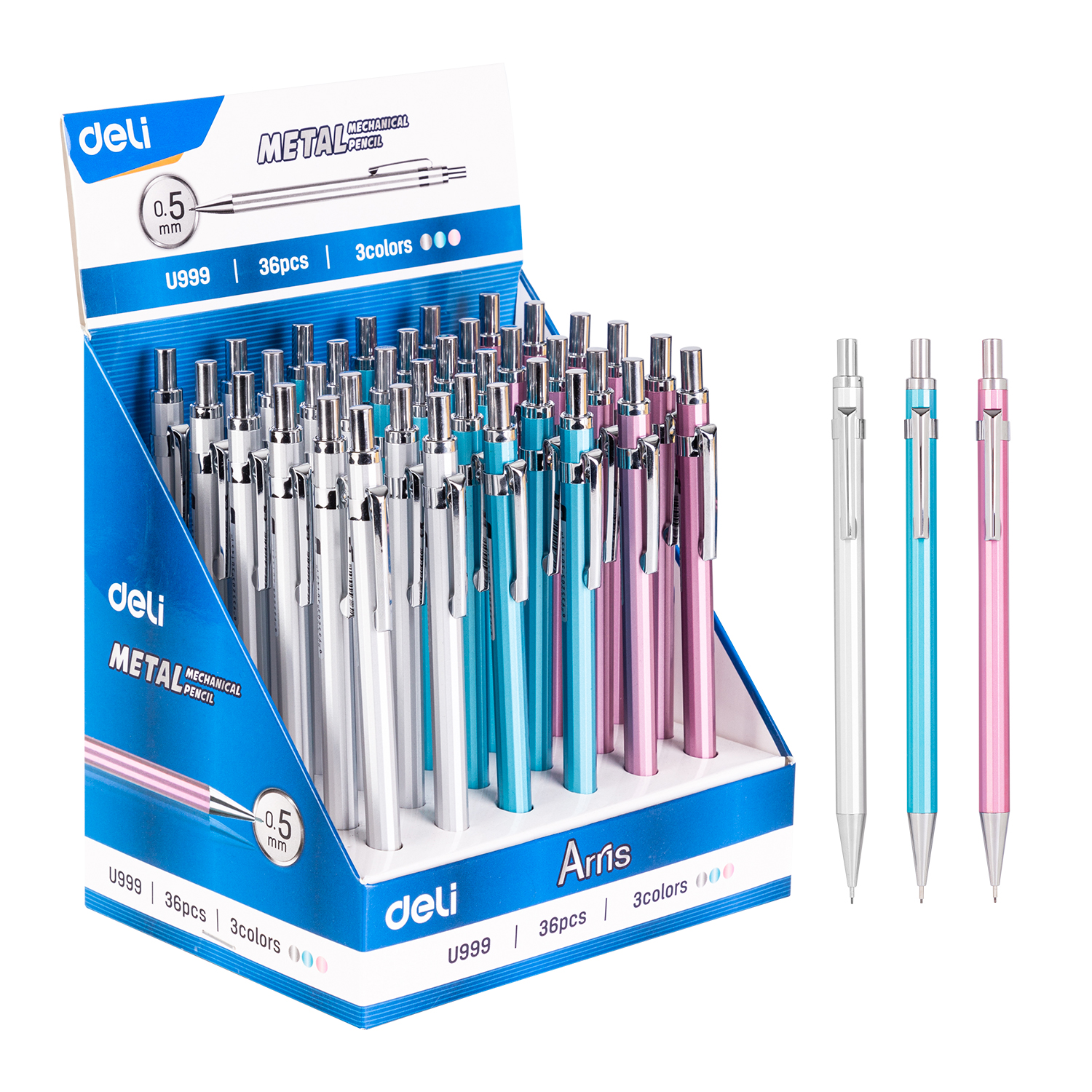 deli EU999 Mechanical Pencil, 0.5mm, Assorted Colors