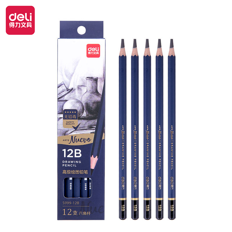 deli S999-12B Sketching Pencil, 12B, Blue