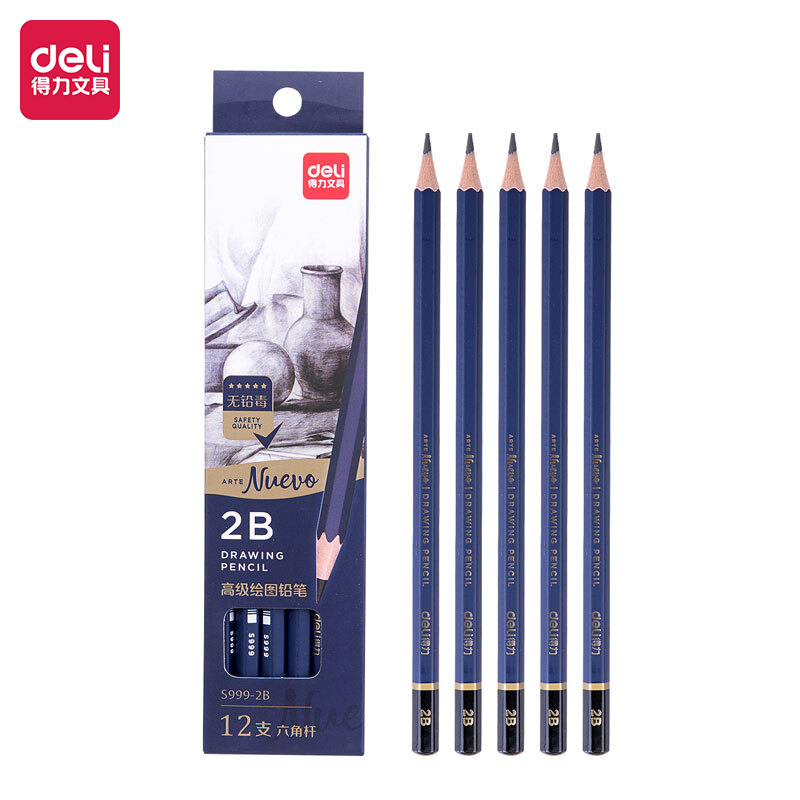 deli S999-2B Sketching Pencil, 2B, Blue