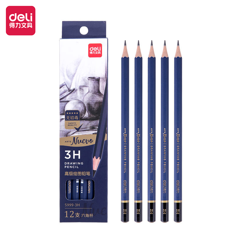deli S999-3H Sketching Pencil, 3H, Blue