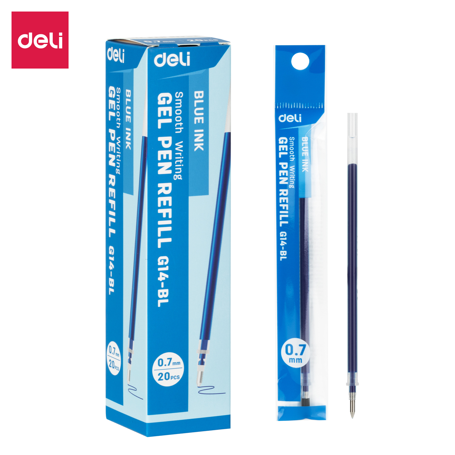 deli EG14-BL Gel Pen Refill, Bullet tip:0.7mm, Blue