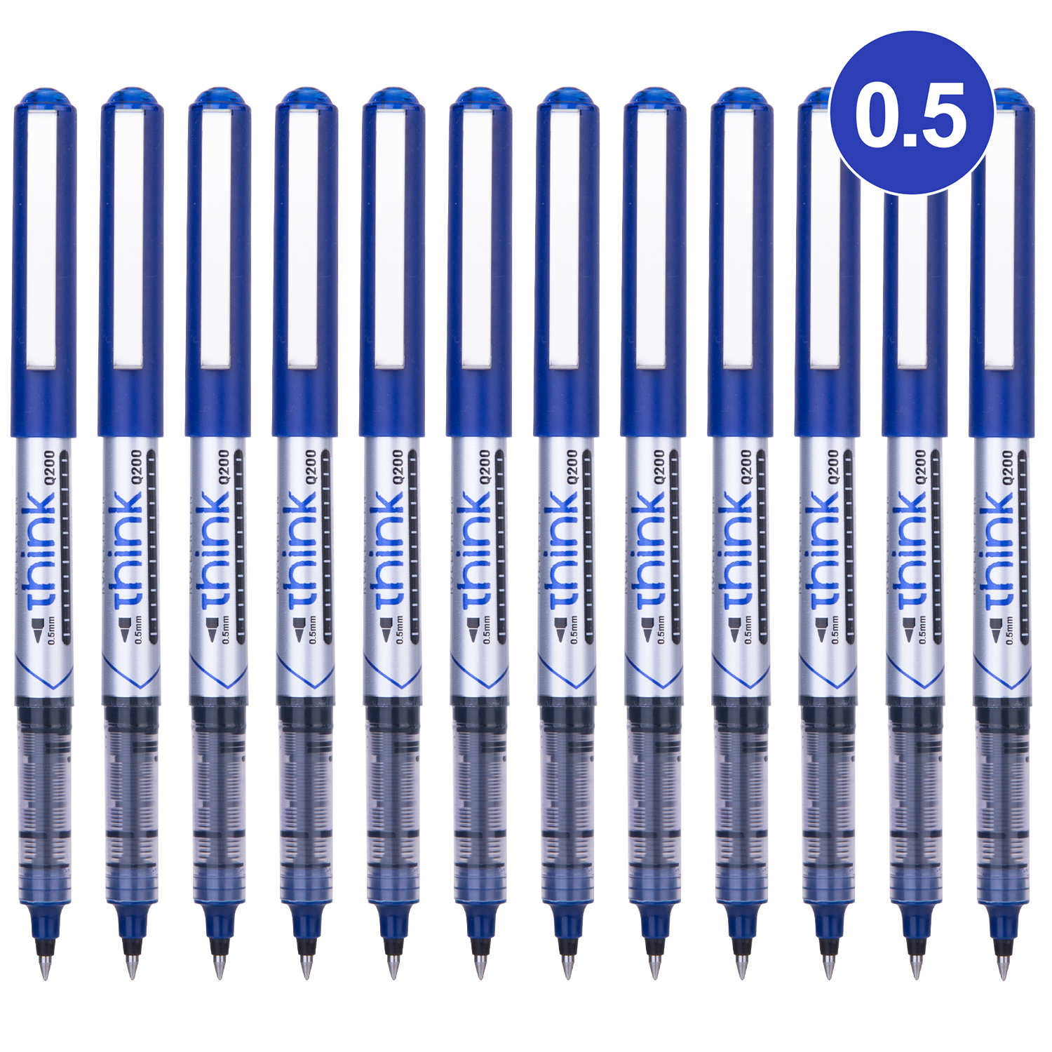 deli EQ20030 Roller Pen, Bullet tip:0.5mm, Blue