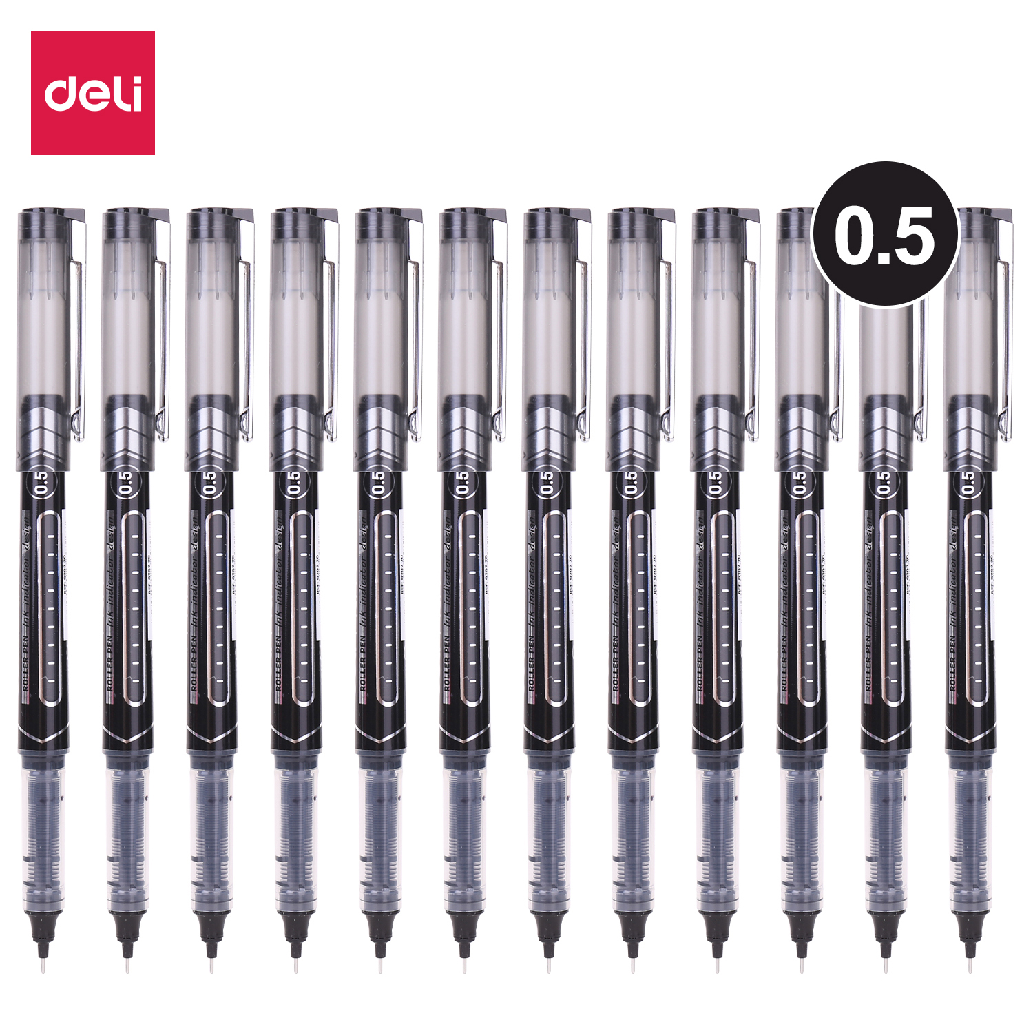 deli EQ20220 Roller Pen, Bullet tip:0.5mm, Black