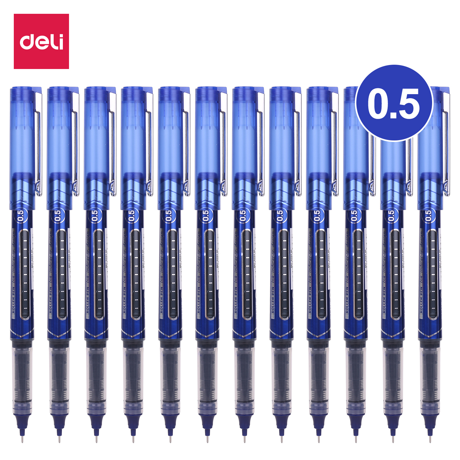 deli EQ20230 Roller Pen, Bullet tip:0.5mm, Blue