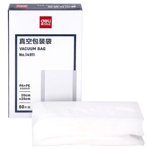 deli 14911 Vacuum packaging bag, 20*25CM(本色)（50片/盒）, Assorted Colors