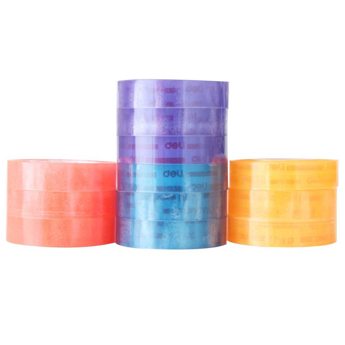 deli 30024 Stationery Tape, 12mm*30y*38um(12rolls/tube), Assorted Colors