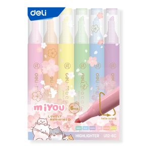 deli EU12-6C Highlighter, Chisel tip:1-4mm, Assorted Colors