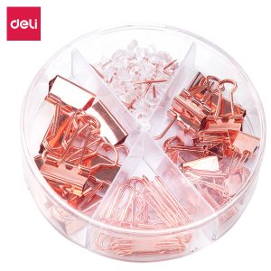 deli 78553 Desk Accessories Set, 100*100*27mm, Golden