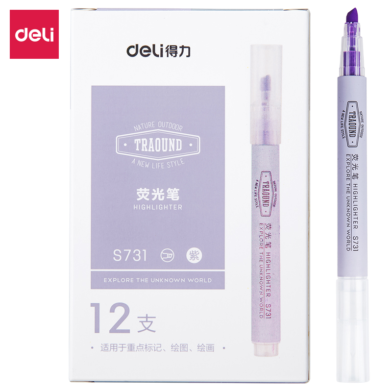 deli S731 Highlighter, Chisel tip:1-3.5mm, Purple
