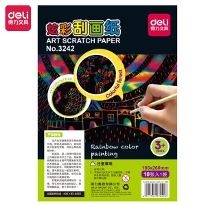 deli 3242 Art Scratch Paper, 185*260/10 sheets, Black