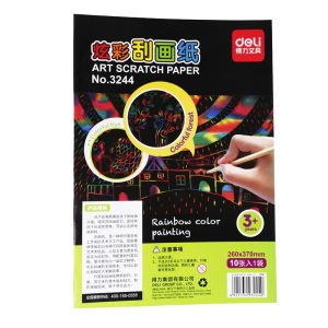 deli 3244 Art Scratch Paper, 260*370/10 sheets, Assorted Colors