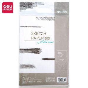 deli 73607 Sketch Book, 110g-8k-(20sheets/bag), White