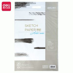 deli 73612 Sketch Book, 160g-4k-(20sheets/bag), White