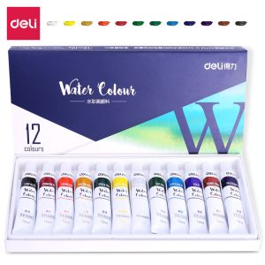 deli 73850 Watercolor Painting, 12 colors 12ml, Blue