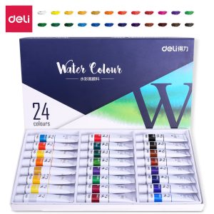 deli 73852 Watercolor Painting, 24 colors 12ml, Blue
