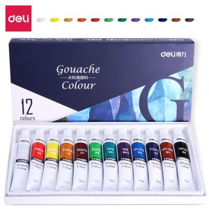 deli 73853 Gouache, 12 colors 12ml, Blue