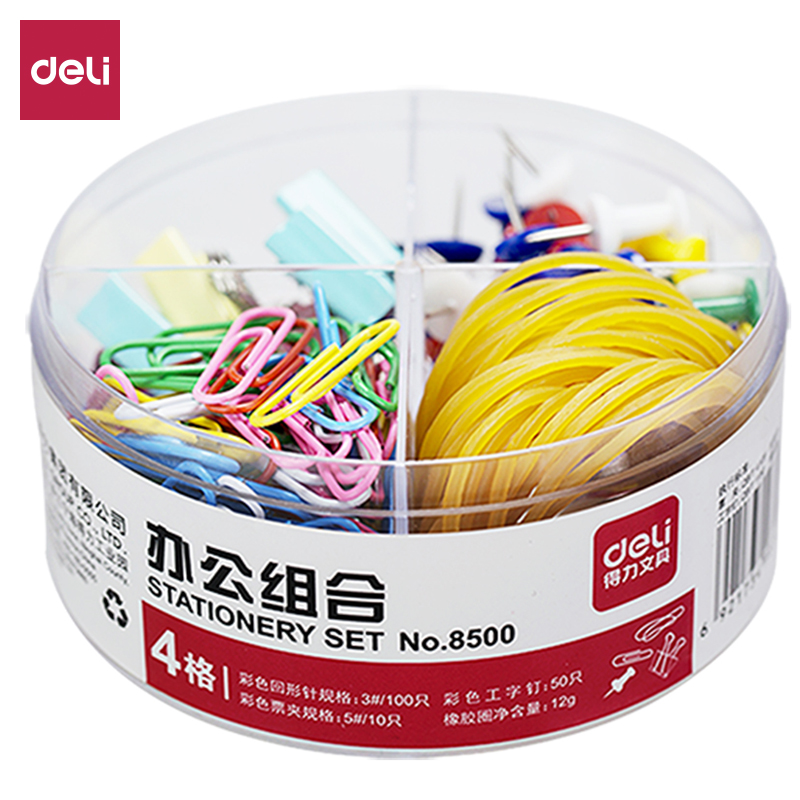 deli 8500 Desk Organizer Pack, 3#/100pcs, 50pcs, 5#/10pcs, 12g, Assorted Colors