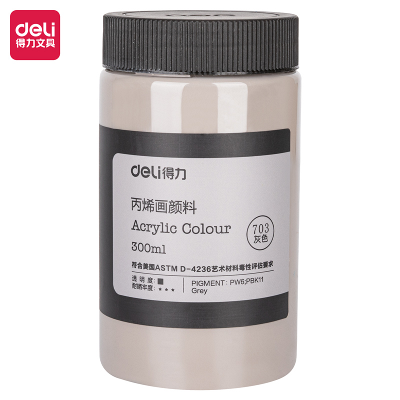 deli 73875 Acrylic Colors, 300ml, Grey
