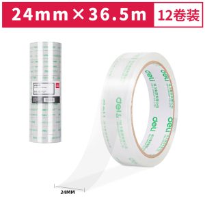 deli 30131 Packing Tape, 24mm*40y*50um(12rolls/tube), Transparent