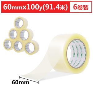 deli 30333 Packing Tape, 60mm*100y*45um(6rolls/tube), Transparent