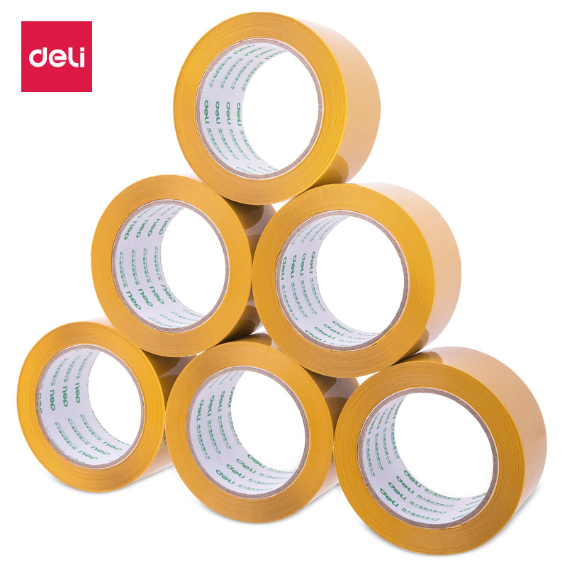 deli 30359 Packing Tape, 60mm*100y*50um(6rolls/tube), Yellow