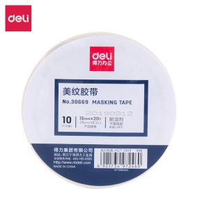 deli 30669 Masking Tape, 15mm*20Y*145μm, White