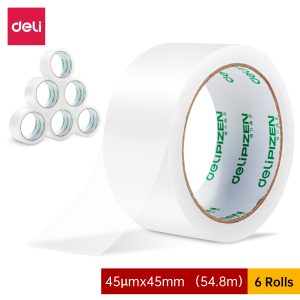deli 30901 Packing Tape, 45mm*60y*45um6rolls/tube, Transparent