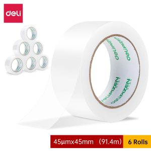 deli 30902 Packing Tape, 45mm*100y*45um 6rolls/tube, Transparent