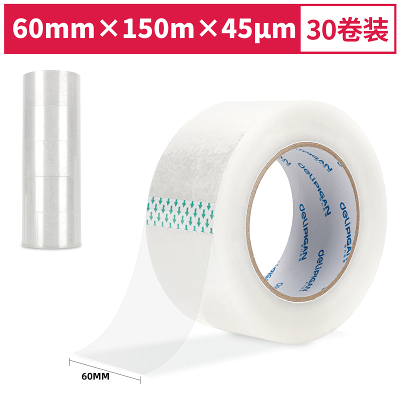 deli 30970 Packing Tape, 60mm*150m*45μm, Transparent