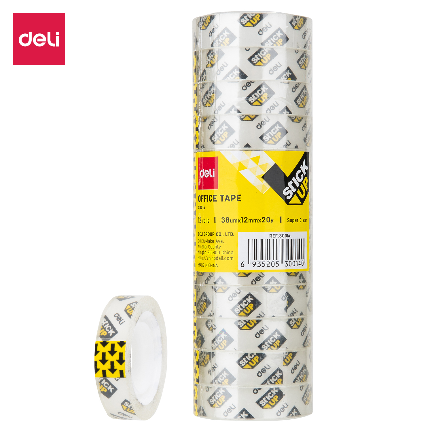 deli E30014 Stationery Tape, 12mm×20Y×38um(12rolls/tube), Transparent