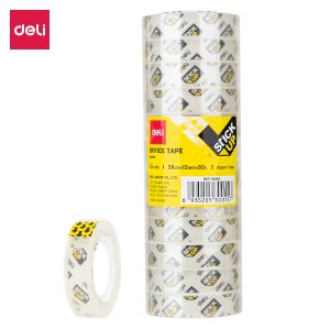 deli E30015 Stationery Tape, 12mm×30Y×38um(12rolls/tube), Transparent