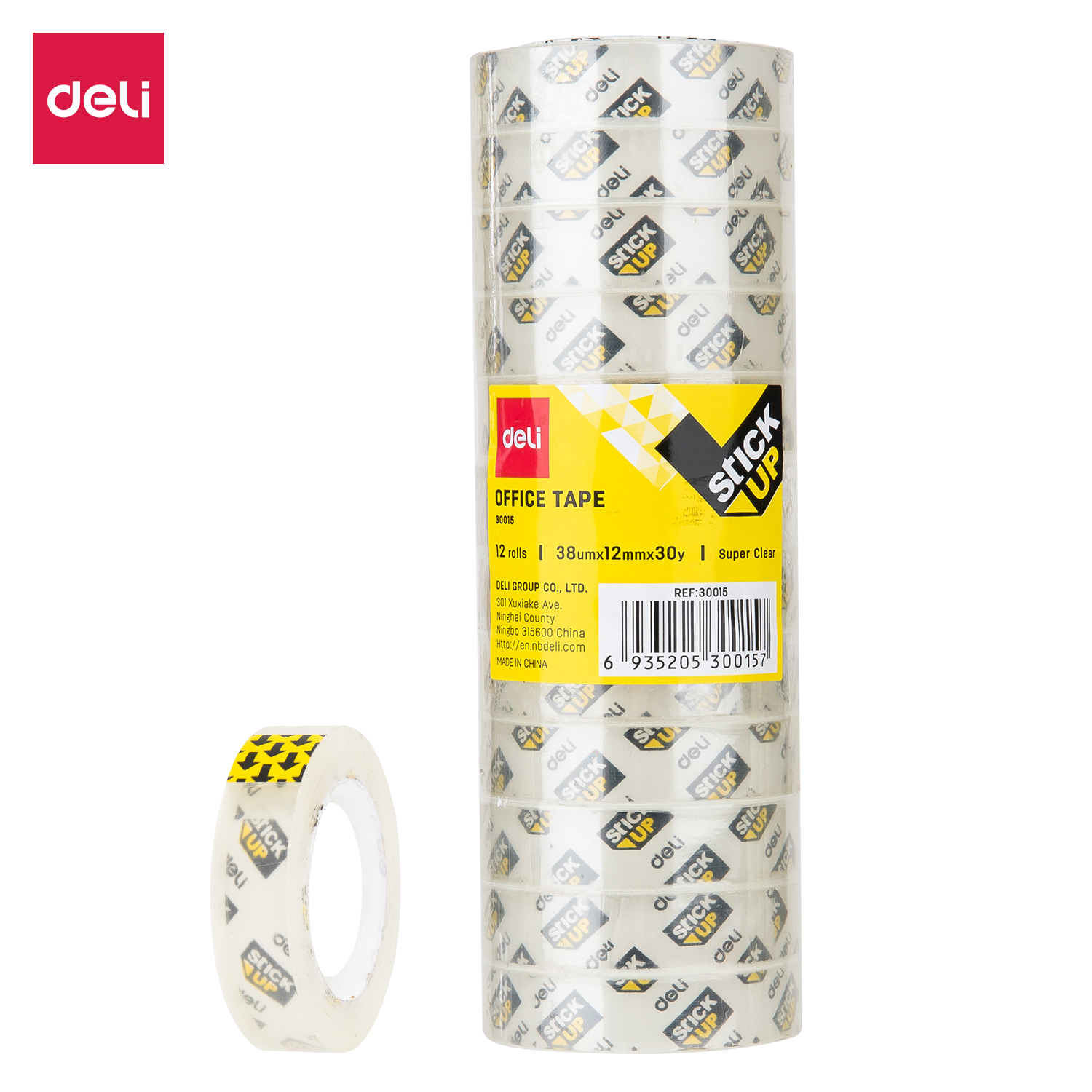 deli E30015 Stationery Tape, 12mm×30Y×38um(12rolls/tube), Transparent
