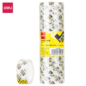 deli E30064 Stationery Tape, 18mm×20Y×38um(8rolls/tube), Transparent