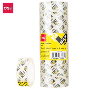 deli E30065 Stationery Tape, 18mm×30Y×38um(8rolls/tube), Transparent