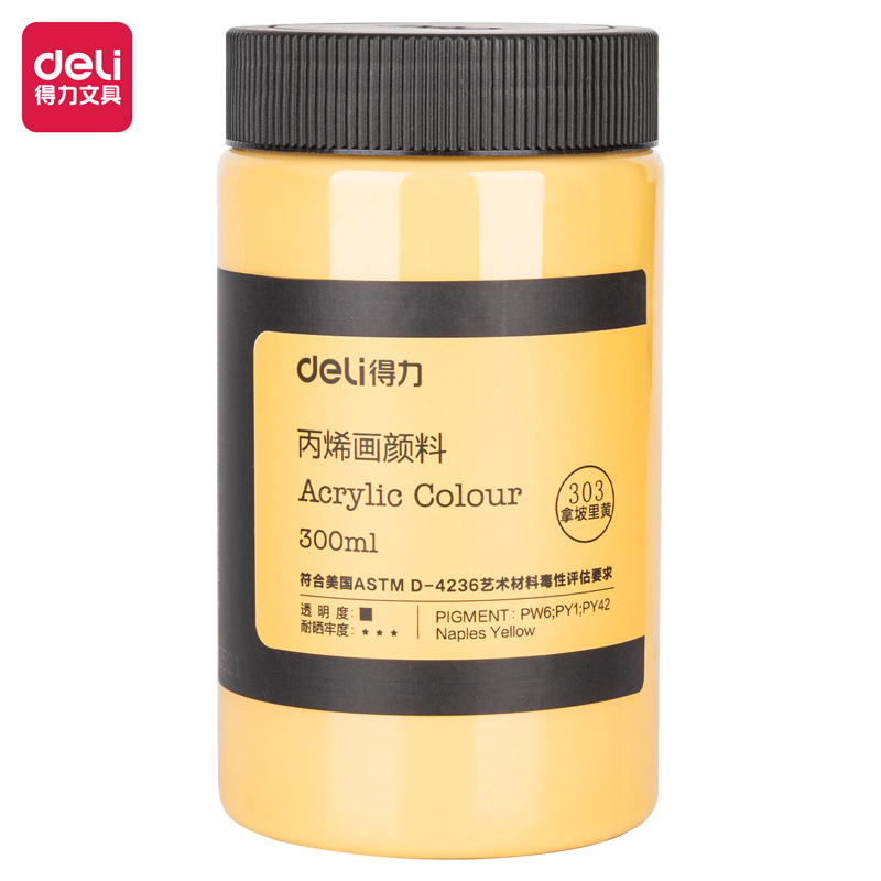 deli 73875 Acrylic Colors, 300ml, Naples Yellow